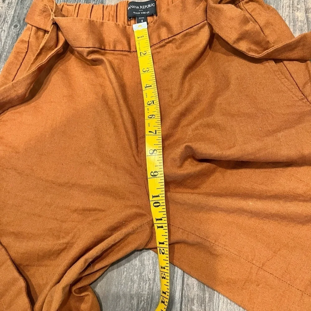 Banana Republic Rowan Wide Leg Crop Linen Blend Pants Size 4 Petite Rust
